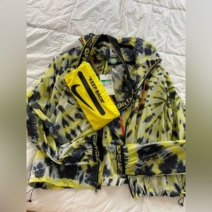 NWT Authentic Nike off-white Collab tie dye windbreaker/Fanny pack Jacket